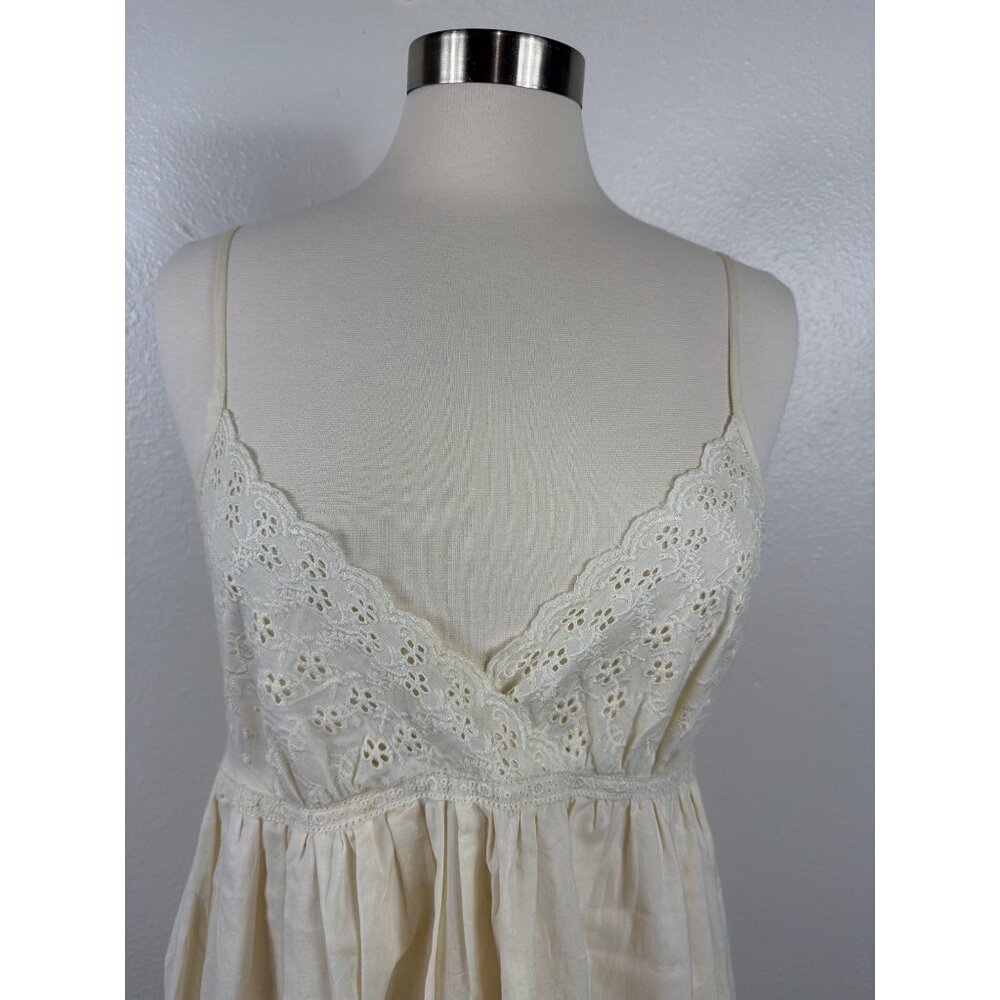 NWT Forever 21 Cottagecore Eyelet Lace Babydoll Dress Cream Cotton Size L - Picture 9 of 16